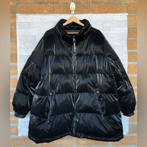 Arctic expedition liquid shine puffer coat with stand collar 2 X